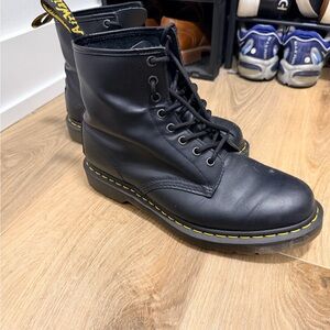 Dr. Martens Black Boots with Yellow Stitching
